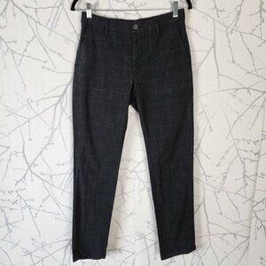 Massimo Dutti Black Plaid Cotton Stretch Slim Ankle Pants